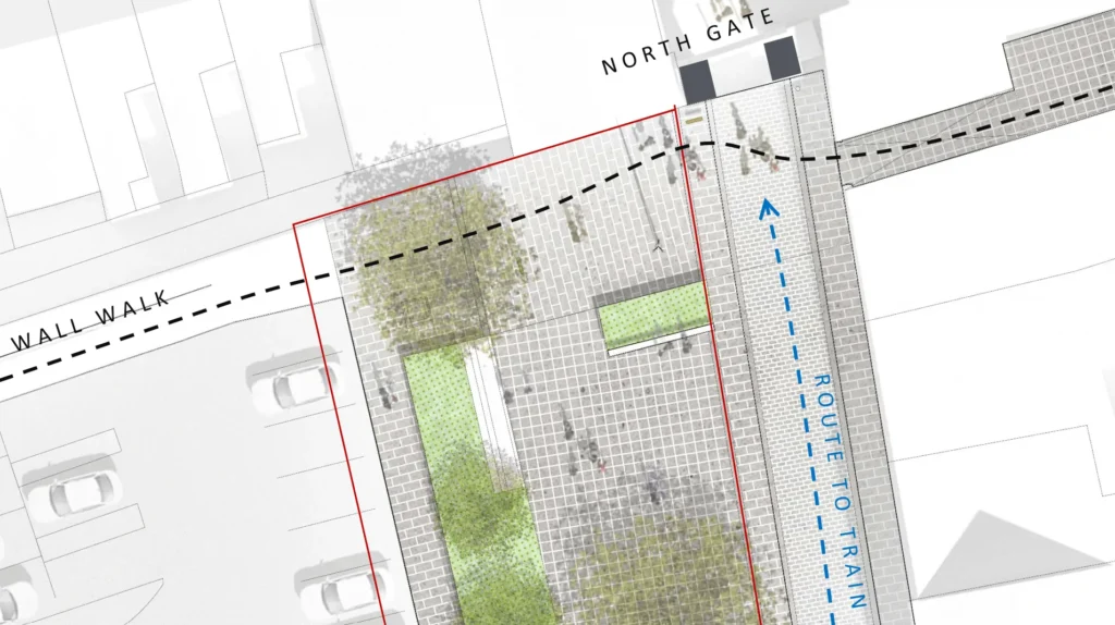 an aeriel map of the Carrick North Gate